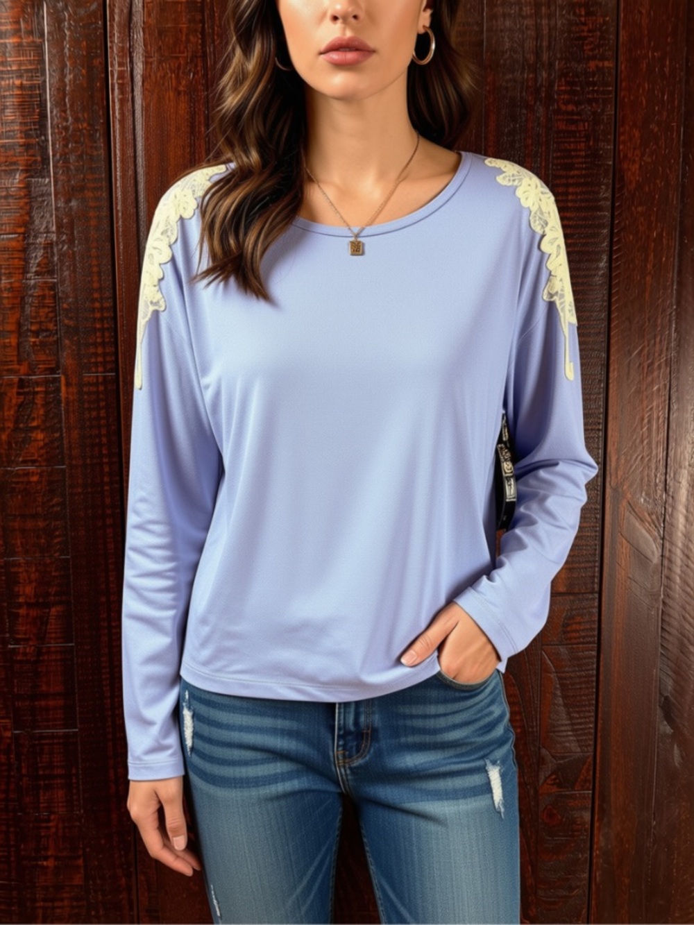 One Hart Juniors Blue Embroidered Long Sleeve Top NWT XL